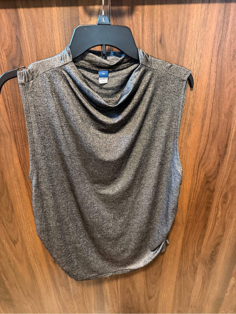Old Navy Black Shimmery Drape Neck Top, Size XXL